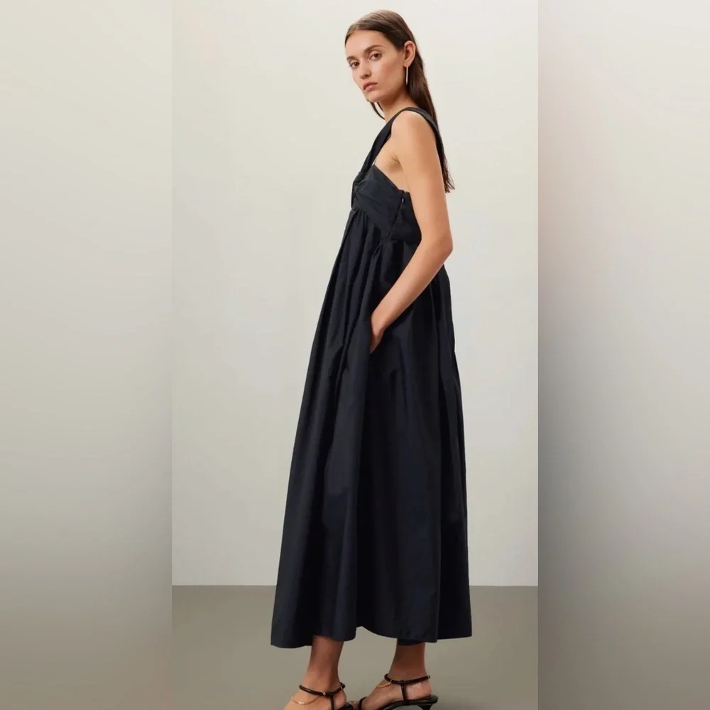 Chic Cecilie Bahnsen Black One-Shoulder Midi Vera Dress - Picture 2 of 7